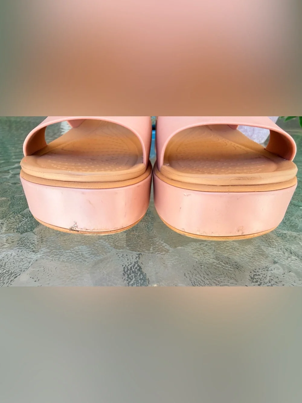 Crocs Brooklyn Low Wedge Ankle Strap Sandals - Pink/Tan Women’s 8